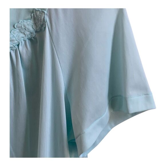 Vintage 80s Vanity Fair Nylon Pajama Set M Blue Buttons Short Sleeve Long Pants - Picture 5 of 12